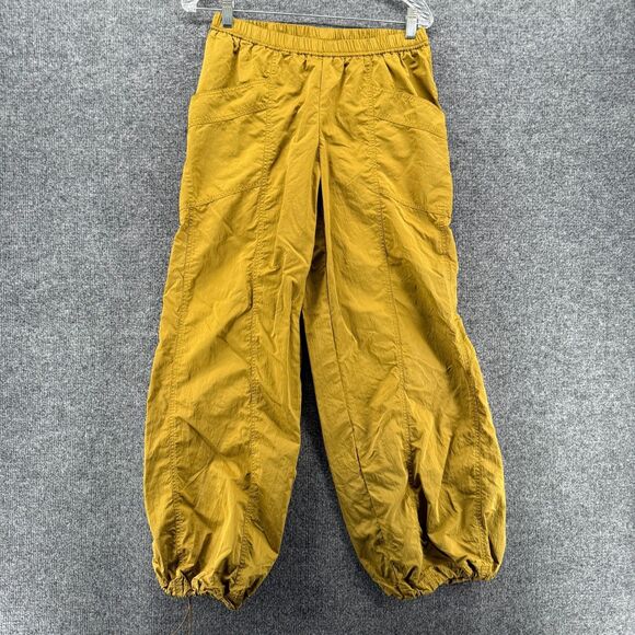 Free People Pants - Free People Pants XS Mustard Parachute Cargo Pull On Nylon Wide Leg Baggy Loose
